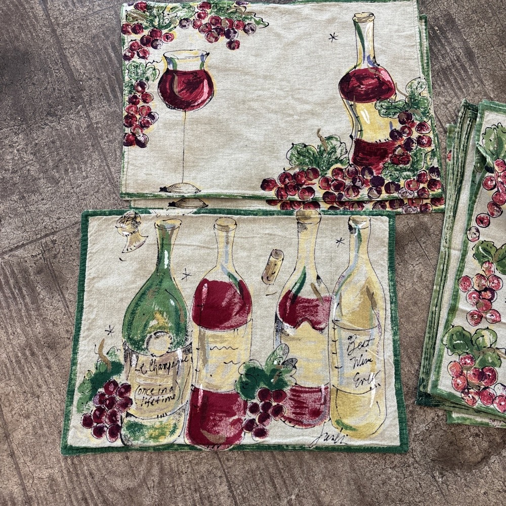Julia Junkin Placements And Napkins Wine 8 Pcs